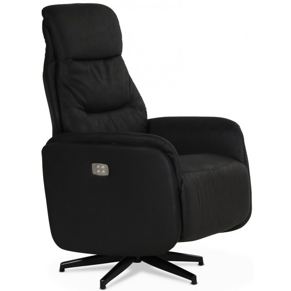 Comfort Saga (el) reclinerftlj med inbyggt fotstd - Svart ecolder