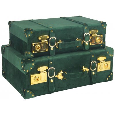 Petit koffert, set om 2 st - Mörkgrön (Sammet)