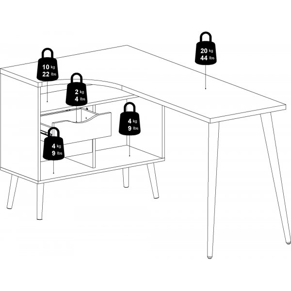 Oslo skrivbord 145 x 81 cm - Svart/ek