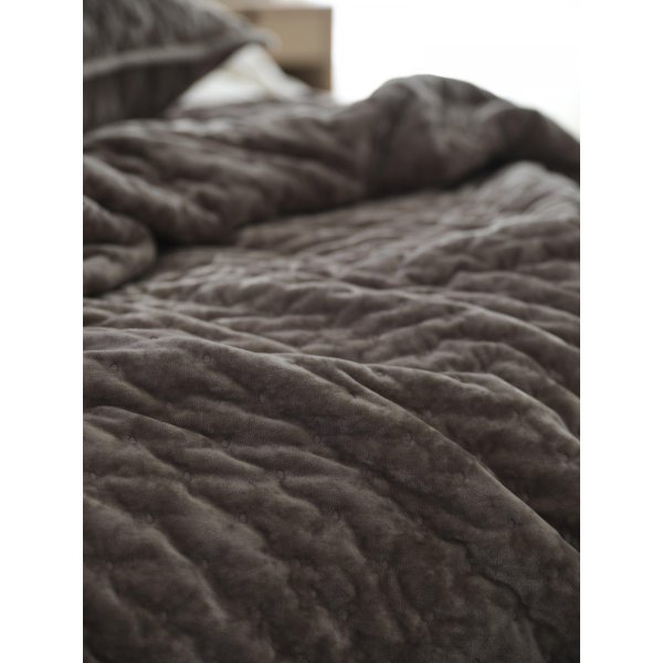 Couvre-lit Cia double 260 x 260 cm - Velours marron foncé Couvre-lit Cia double 260 x 260 cm - Velours marron foncé