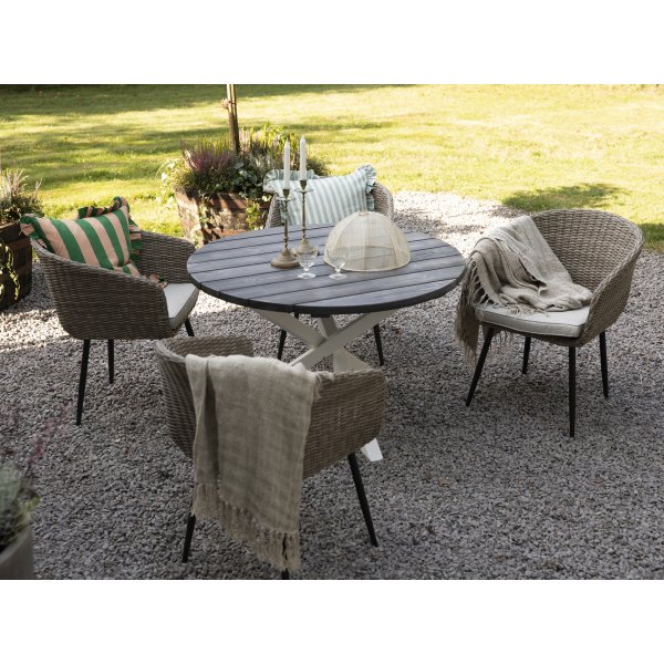 Matgrupp Aster: Runt bord 112 cm med 4 st karmstolar