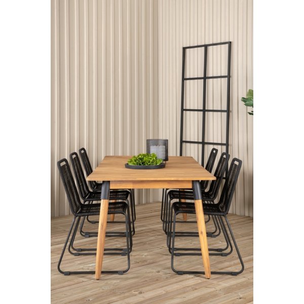 Julian utematgrupp med 6 st Lindos stolar - Svart/Natur Julian utematgrupp med 6 st Lindos stolar - Svart/Natur