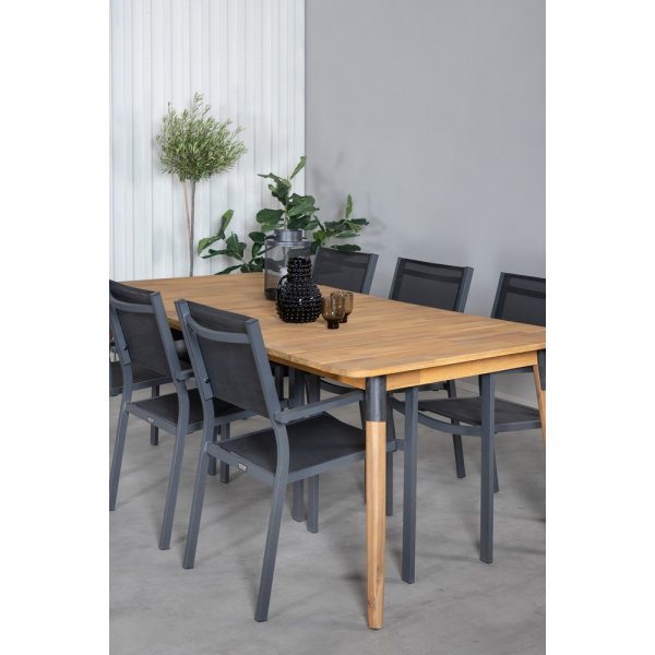 Julian utematgrupp med 6 st Copacabana stolar - Svart/Natur