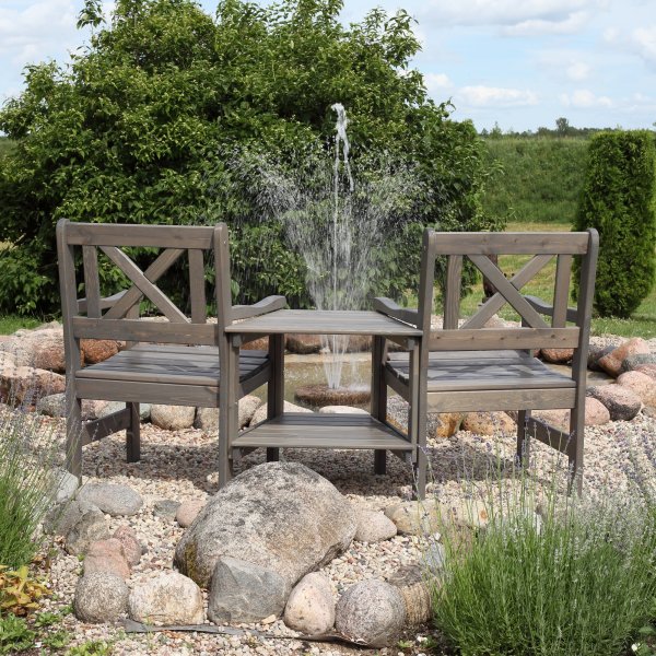 Europa tuinbank met tussentafel - Loveseat - Grijs