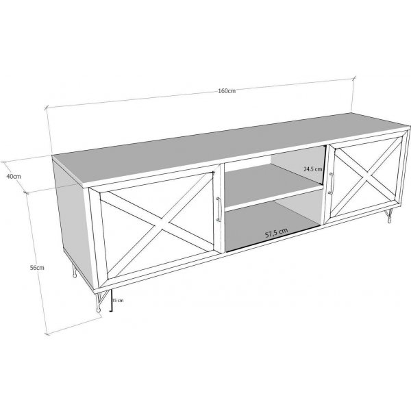 Venus TV-b�nk - Antracit/furu