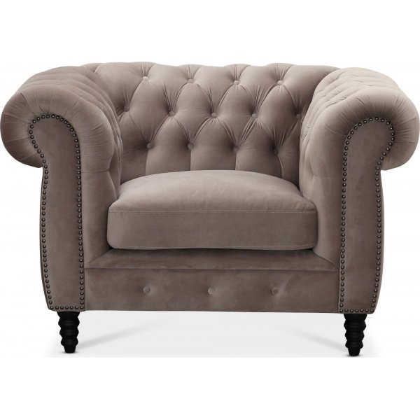 Chesterfield Cambridge Fåtölj - Ljusgrå sammet