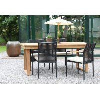 Saltö utematgrupp matbord 180x100 cm med 4 st Skanör karmstolar - Teak/Svart Saltö utematgrupp matbord 180x100 cm med 4 st Skanör karmstolar - Teak/Svart