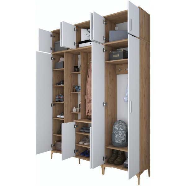 Meuble d\\\'entre Esa 180 x 37,5 x 240 cm Variante A - Noyer/blanc