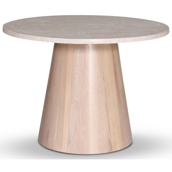 Batisse ronde eettafel white wash eiken / Travertin 105 cm
