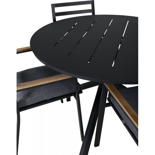 Alma utematgrupp med 4 st Brasilia stolar - Svart/Natur