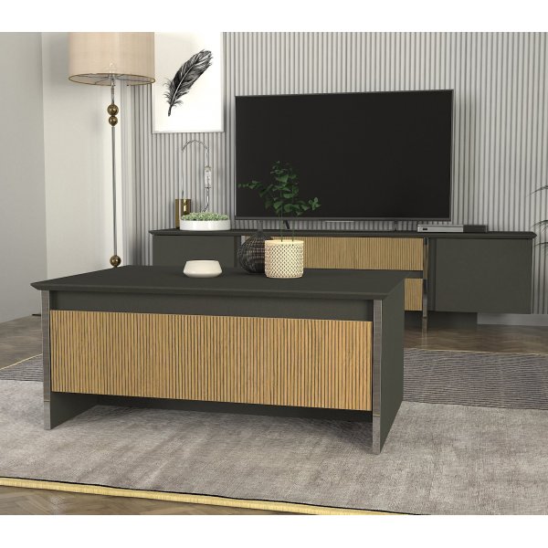 Poem soffbord 90 x 60 cm - Antracit/valnöt Poem soffbord 90 x 60 cm - Antracit/valnöt