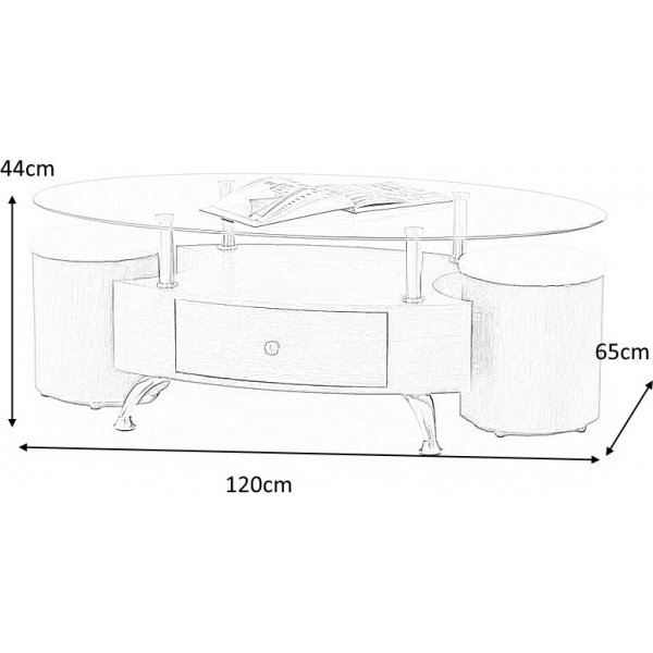 Meeting soffbord med sittpallar 120 x 65 cm - Wenge