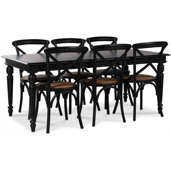 Paris matgrupp 180 cm bord svart + 6 st svarta Gaston matstolar Paris matgrupp 180 cm bord svart + 6 st svarta Gaston matstolar