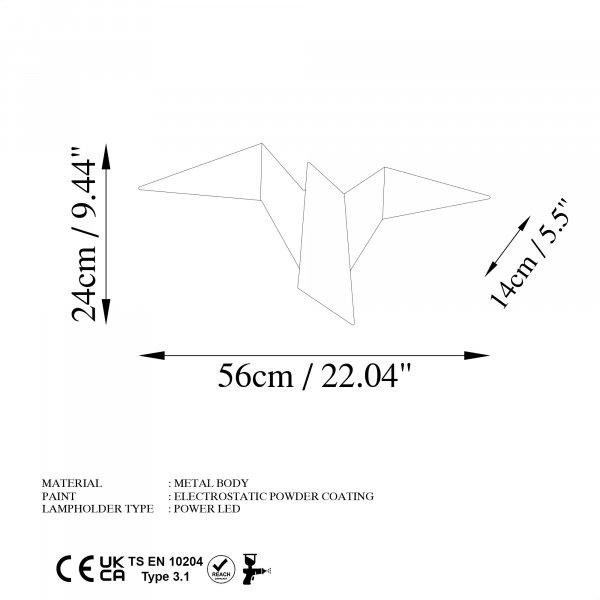 Pacali vägglampa 56 x 24 cm - Svart Pacali vägglampa 56 x 24 cm - Svart