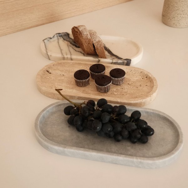 Dekorationsfat i 3 sorters marmor - 30 x 15 x 2 cm Dekorationsfat i 3 sorters marmor - 30 x 15 x 2 cm