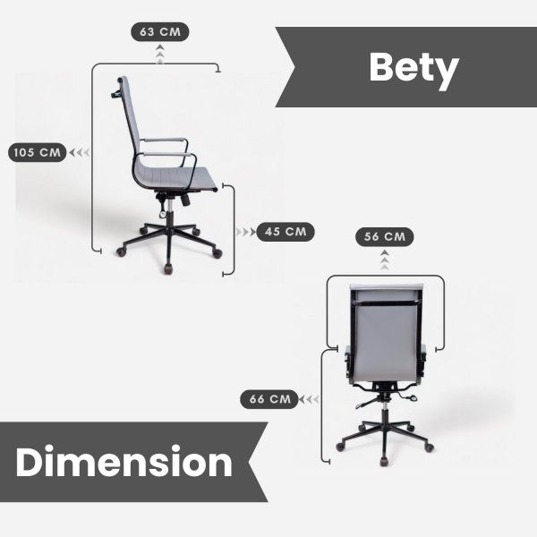 Chaise de bureau Bety H : 105 cm - Noir