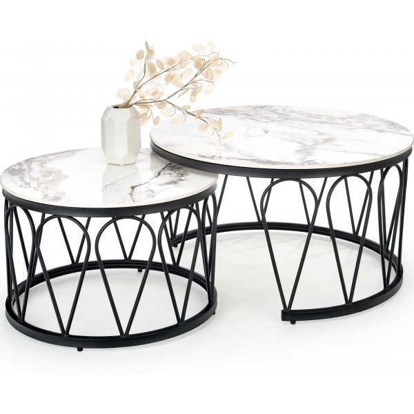 Table basse Formosa 60 cm - Marbre blanc/noir