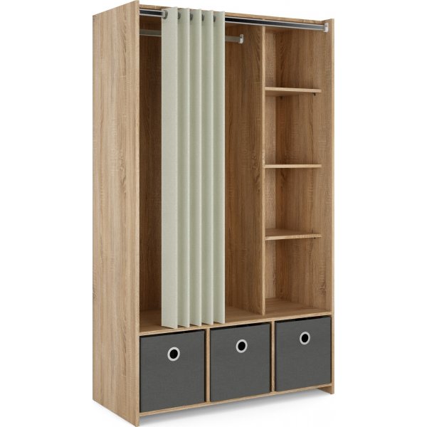 Lola garderob - Ek/beige/grå Lola garderob - Ek/beige/grå