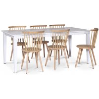 Sandhamn matgrupp; 180x90 cm bord med 6 st Castor pinnstolar Sandhamn matgrupp; 180x90 cm bord med 6 st Castor pinnstolar