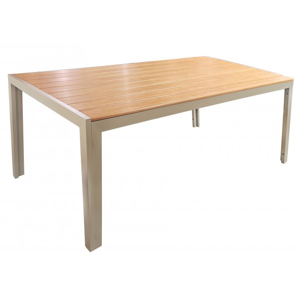 Utematgrupp: 6 st stolar med bord 205 x 90 cm beige/ek - Las Vegas