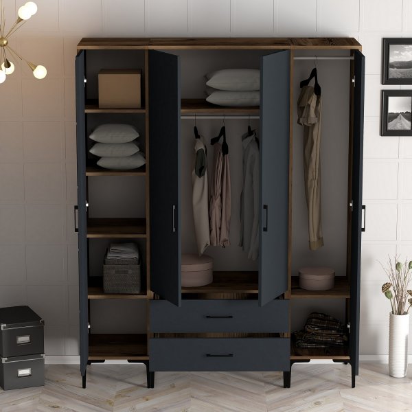 Armoire Kumsal 16 Noyer/anthracite