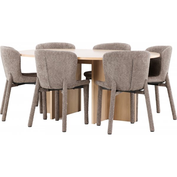 Matbord Strada med 6 st Astoria stolar - Beige/whitewash Matbord Strada med 6 st Astoria stolar - Beige/whitewash