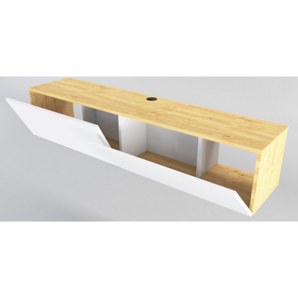 Banc multimédia Poling - Blanc/chêne saphir Banc multimédia Poling - Blanc/chêne saphir