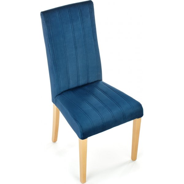 Chaise Heather - Velours bleu et bois