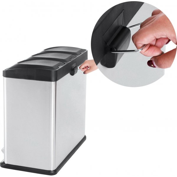 Poubelle Luan 54 l - Argent/noir