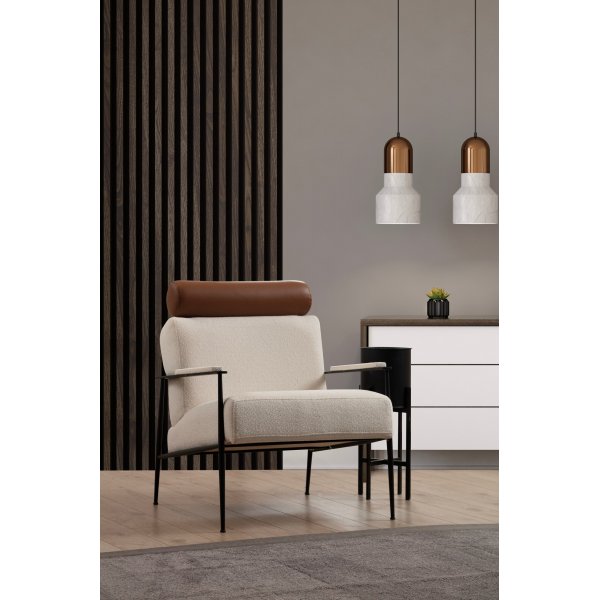 Fauteuil Toscane - Blanc/camel