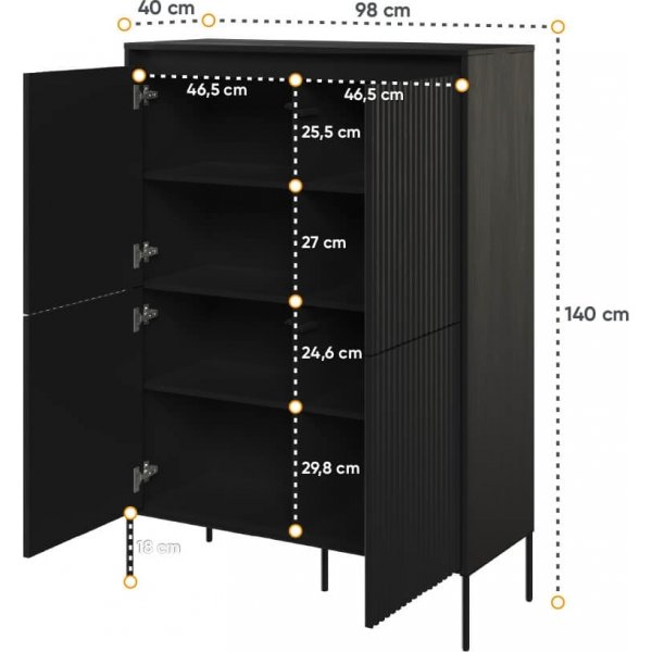 Meuble Tendance H140 cm - Noir Meuble Tendance H140 cm - Noir