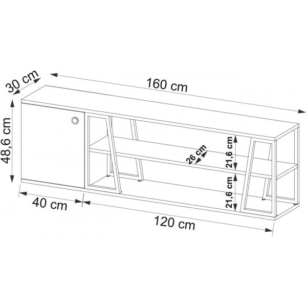 Meuble TV Lissa 160 cm - Chne saphir/blanc