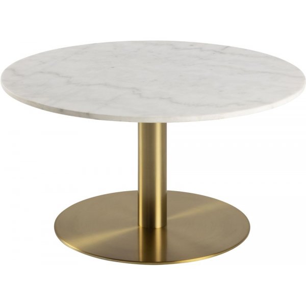 Corby soffbord 80 cm - Vit marmor/mssing