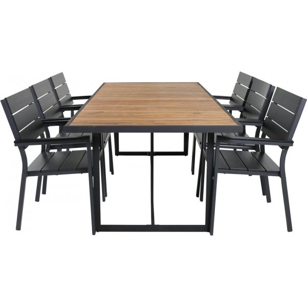 Khung utematgrupp med 6 st Levels stolar - Svart/Natur Khung utematgrupp med 6 st Levels stolar - Svart/Natur