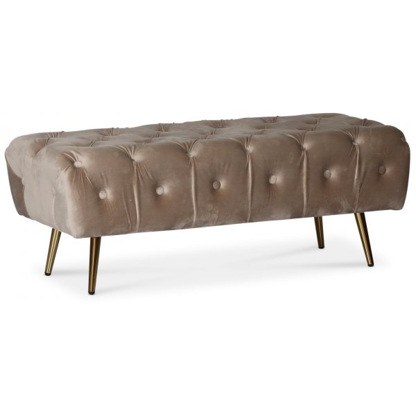 Kingsley fotpall - Beige sammet / Mssing
