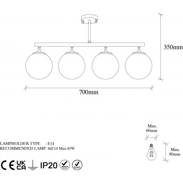 Fasett taklampa 10431 - Svart/antik