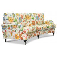 Savoy 3-sits svängd soffa med blommigt tyg - Havanna Vit Savoy 3-sits svängd soffa med blommigt tyg - Havanna Vit