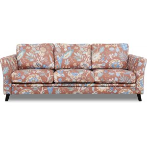 Eker 3-sits soffa i blommigt tyg - Eden Parrot Terracotta