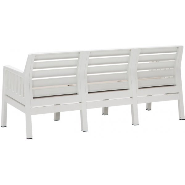 Lara loungegrupp med 3-sits soffa, 2 ftljer och bord - Vit