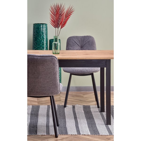 Table  manger Rainer 124-168 cm - Chne Wotan/noir