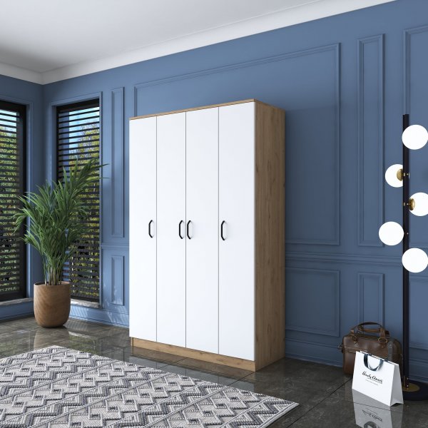 Baden garderob 16 - Valnt/vit