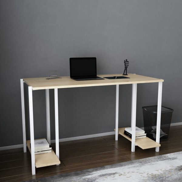 Academy skrivbord 125,2 x 60 cm - Vit/ek