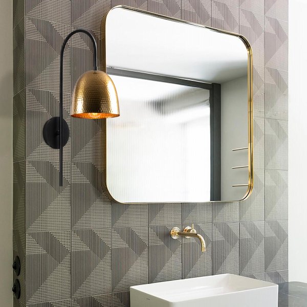 Tattoo wandlamp - Zwart/vintage