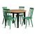 Groupe de salle  manger Dalsland: Table ronde en Chne / Noir avec 4 chaises en cannage vert