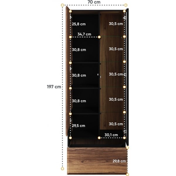 Borga vitrinekast - Catania eiken/zwart