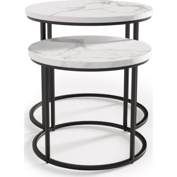 Table basse Tore Ø43/53 cm - Marbre blanc/noir Table basse Tore Ø43/53 cm - Marbre blanc/noir