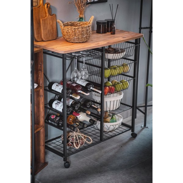 Etagère de cuisine Laney - Pin/noir Etagère de cuisine Laney - Pin/noir